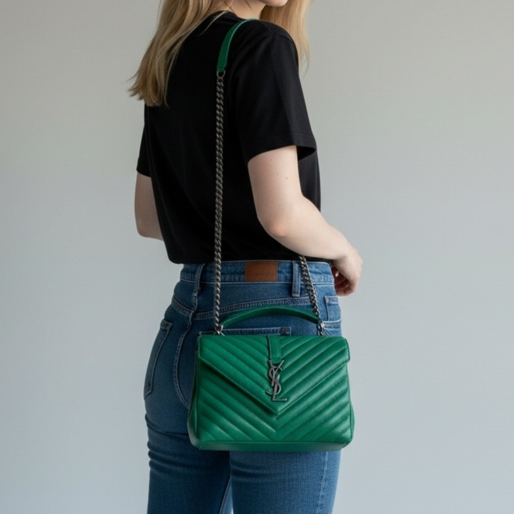 ✨️Authentic Saint Laurent College Medium In Quilted Leather - Picture 2 of 16